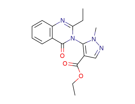 Molecular Structure of 104907-82-6 (ethyl 5-(2-ethyl-4-oxoquinazolin-3(4H)-yl)-1-methyl-1H-pyrazole-4-carboxylate)