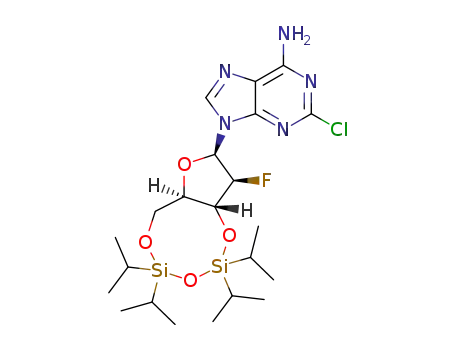 Molecular Structure of 1450815-72-1 (2-chloro-9-[2-deoxy-2-fluoro-3,5-O-(1,1,3,3-tetraisopropyldisiloxane-1,3-diyl)-β-D-arabinofuranosyl]adenine)