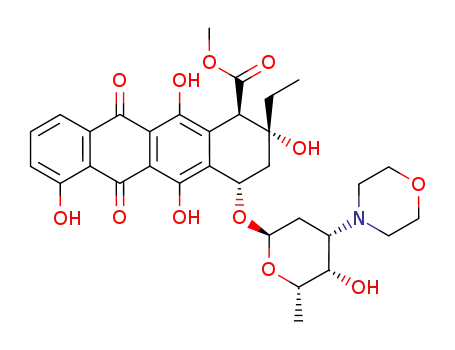 Molecular Structure of 132817-54-0 (7-O-<2,3,6-Trideoxy-3-(morpholin-4-yl)-α-L-lyxo-hexopyranosyl>-ε-rhodomycinone)