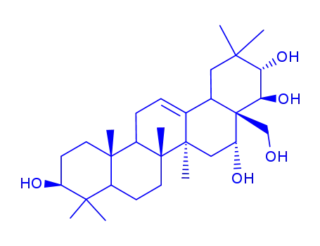 Molecular Structure of 147395-99-1 (Olean-12-ene-3,16,21,22,28-pentol,(3b,16b,21b,22a)- (9CI))