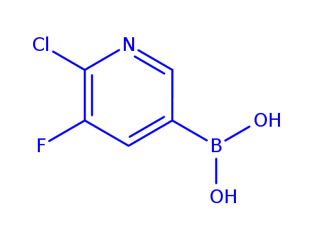 Molecular Structure of 1072946-66-7 (2-CHLORO-3-FLUOROPYRIDINE-5-BORONIC ACID)