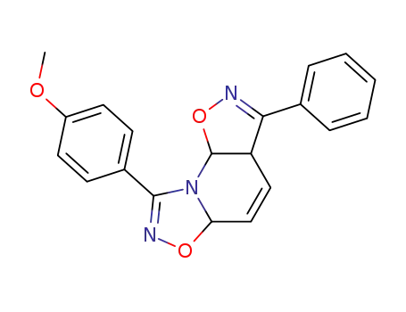 Molecular Structure of 125324-42-7 (8-(4-Methoxy-phenyl)-3-phenyl-3a,9a-dihydro-5aH-isoxazolo[4,5-e][1,2,4]oxadiazolo[4,5-a]pyridine)