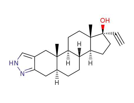 Molecular Structure of 100411-75-4 (1'H-Pregn-20-yno[3,2-c]pyrazol-17-ol,(5a,17a)- (9CI))