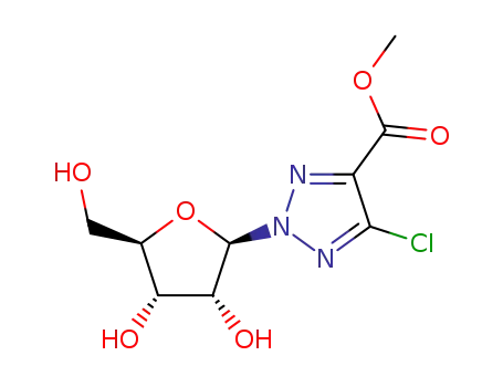 Molecular Structure of 106824-96-8 (5-Chloro-2-(beta-D-ribofuranosyl)-2H-1,2,3-triazole-4-carboxylic acid  methyl ester)