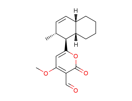 Molecular Structure of 106973-16-4 (4-methoxy-6-[(1R,2R,4aS,8aR)-2-methyl-1,2,4a,5,6,7,8,8a-octahydronaphthalen-1-yl]-2-oxo-2H-pyran-3-carbaldehyde)