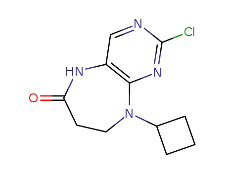 Molecular Structure of 1062244-39-6 (2-Chloro-9-cyclobutyl-8,9-dihydro-5H-pyriMido[4,5-b][1,4]diazepin-6(7H)-one)