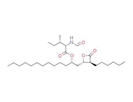 Molecular Structure of 1072902-75-0 (N-ForMyl-L-isoleucine (1S)-1-[[(2S,3S)-3-Hexyl-4-oxo-2-oxetanyl]Methyl]dodecyl Ester)
