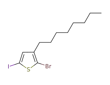 Molecular Structure of 1085181-82-3 (2-Bromo-5-iodo-3-n-octylthiophene (stabilized with Copper chip))