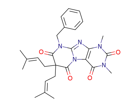 Molecular Structure of 107569-03-9 (Pyrimido[2,1-f]purine-2,4,6,8(1H,3H,7H,9H)-tetrone,  1,3-dimethyl-7,7-bis(3-methyl-2-butenyl)-9-(phenylmethyl)-  (9CI))