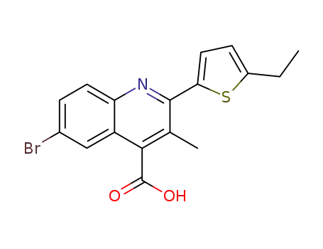 Molecular Structure of 107413-79-6 (6-bromo-2-(5-ethyl-2-thienyl)-3-methyl-4-quinolinecarboxylic acid)