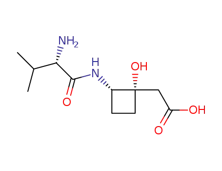 Molecular Structure of 55051-90-6 ((1S,2R)-2-[[(S)-2-Amino-3-methyl-1-oxobutyl]amino]-1-hydroxycyclobutaneacetic acid)