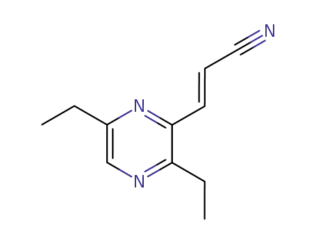 Molecular Structure of 108290-48-8 (2-Propenenitrile,3-(3,6-diethylpyrazinyl)-,(E)-(9CI))