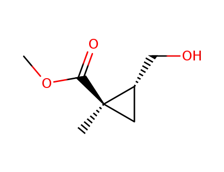 Molecular Structure of 107805-14-1 (Cyclopropanecarboxylic acid, 2-(hydroxymethyl)-1-methyl-, methyl ester, trans-)