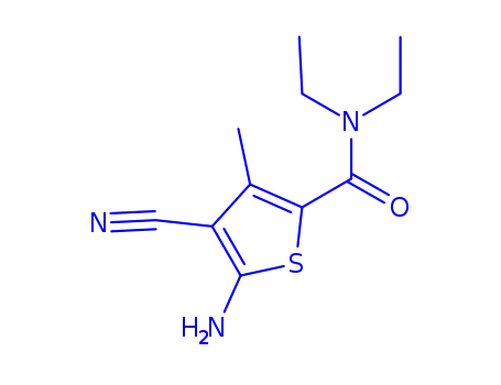 Molecular Structure of 107815-98-5 (5-AMINO-4-CYANO-N,N-DIETHYL-3-METHYLTHIOPHENE-2-CARBOXAMIDE)