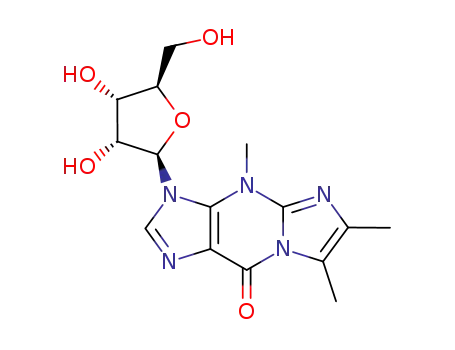 Molecular Structure of 108274-04-0 (3-ribofuranosyl-4,9-dihydro-4,6,7-trimethyl-9-oxoimidazo(1,2-a)purine)