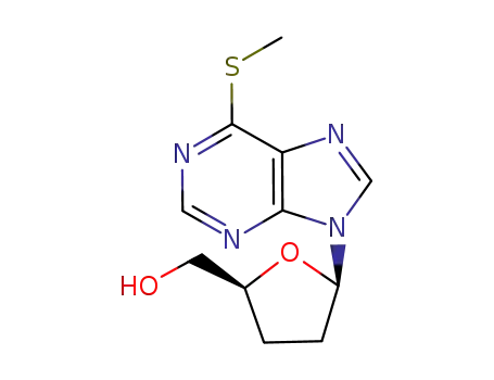 Molecular Structure of 107550-76-5 ({(2S,5R)-5-[6-(methylsulfanyl)-9H-purin-9-yl]tetrahydrofuran-2-yl}methanol)