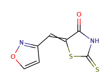 Molecular Structure of 1078-50-8 (5-(isoxazol-3-ylmethylidene)-2-thioxo-1,3-thiazolidin-4-one)