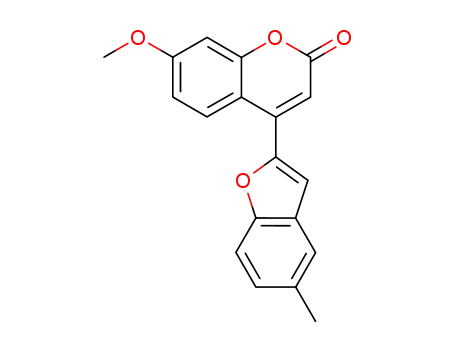 Molecular Structure of 108154-52-5 (7-methoxy-4-(5-methyl-1-benzofuran-2-yl)-2H-chromen-2-one)
