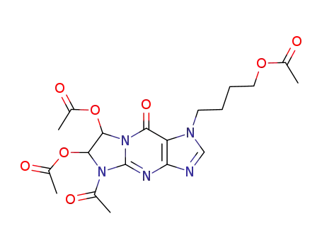 Molecular Structure of 107698-72-6 (ethanoic acid-3-(ethanoic acid-butyr-4-yl ester)-5,6,7,9-tetrahydro-5-(1-oxoethyl)-9-oxo-1H-imidazo<1,2-a>purine-6,7-diyl ester)