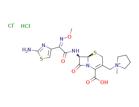 7-[[2-(2-Amino-1,3-thiazol-4-yl)-2-methoxyiminoacetyl]amino]-3-[(1-methylpyrrolidin-1-ium-1-yl)methyl]-8-oxo-5-thia-1-azabicyclo[4.2.0]oct-2-ene-2-carboxylic acid;chloride;hydrochloride