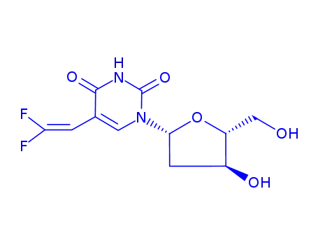 Molecular Structure of 108711-80-4 (5-(2,2-difluorovinyl)-2'-deoxyuridine)