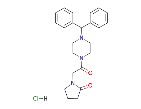 Molecular Structure of 110231-11-3 (1-{2-[4-(diphenylmethyl)piperazin-1-yl]-2-oxoethyl}pyrrolidin-2-one hydrochloride)