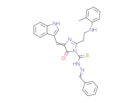 1H-Imidazole-1-carbothioicacid,4,5-dihydro-4-(1H-indol-3-ylmethylene)-2-[2-[(2-methylphenyl)amino]ethyl]-5-oxo-,2-(phenylmethylene)hydrazide