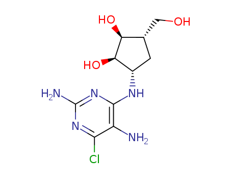 1,2-Cyclopentanediol,3-[(2,5-diamino-6-chloro-4-pyrimidinyl)amino]-5-(hydroxymethyl)-,(1R,2S,3R,5R)-rel- cas  50619-39-1
