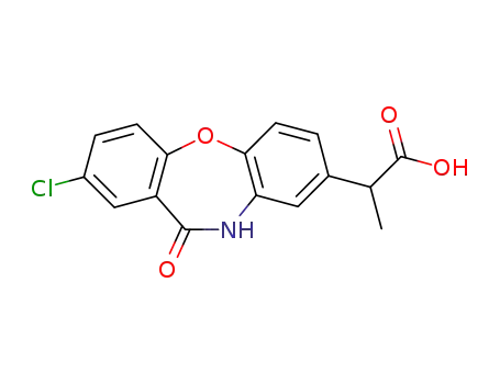 Molecular Structure of 109790-29-6 (2-(2-chloro-11-oxo-10,11-dihydrodibenzo[b,f][1,4]oxazepin-8-yl)propanoic acid)