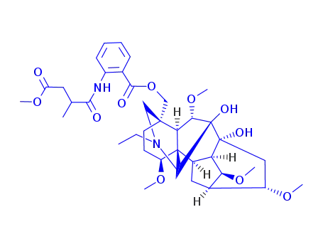 Molecular Structure of 109291-57-8 ([(6beta,14alpha,16beta,17xi)-20-ethyl-7,8-dihydroxy-1,6,14,16-tetramethoxyaconitan-4-yl]methyl 2-[(4-methoxy-2-methyl-4-oxobutanoyl)amino]benzoate)