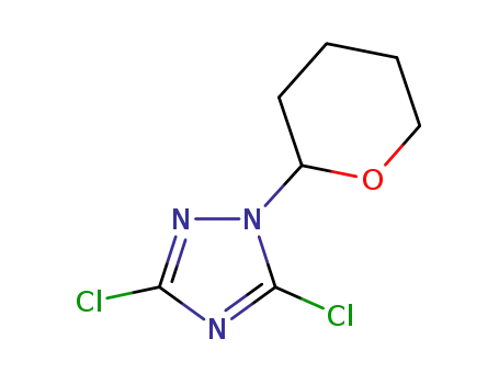 Molecular Structure of 1088834-41-6 (3,5-dichloro-1-(tetrahydro-2H-pyran-2-yl)-1H-1,2,4-triazole(SALTDATA: FREE))