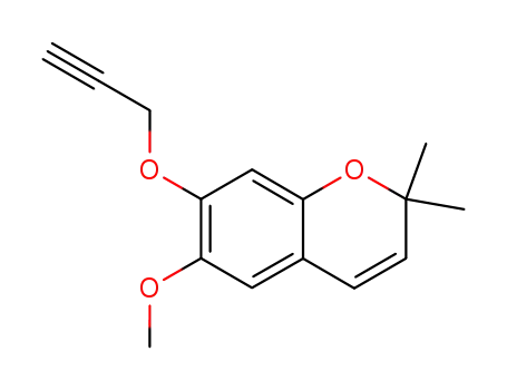 Molecular Structure of 71585-45-0 (6-methoxy-2,2-dimethyl-7-(prop-2-yn-1-yloxy)-2H-chromene)