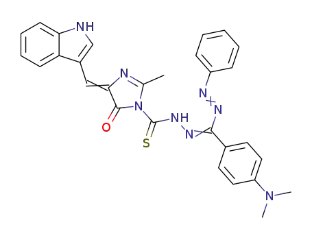 (5E)-3-({(E)-[(E)-[4-(dimethylamino)phenyl](2-phenylhydrazinylidene)methyl]diazenyl}carbothioyl)-5-(1H-indol-3-ylmethylidene)-2-methyl-3,5-dihydro-4H-imidazol-4-one
