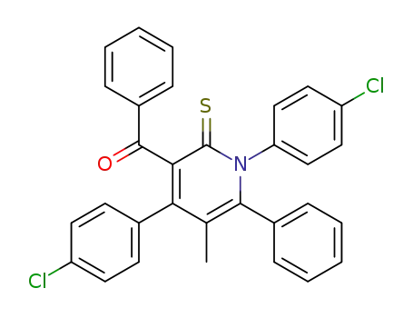Molecular Structure of 109272-59-5 ([1,4-bis(4-chlorophenyl)-5-methyl-6-phenyl-2-thioxo-1,2-dihydro-3-pyridinyl](phenyl)methanone)