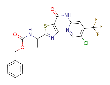 Molecular Structure of 1095823-54-3 (CarbaMic acid, N-[1-[5-[[[5-chloro-4-(trifluoroMethyl)-2-pyridinyl]aMino]carbonyl]-2-thiazolyl]ethyl]-, phenylMethyl ester)
