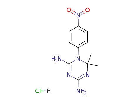 Molecular Structure of 109350-97-2 (6,6-dimethyl-1-(4-nitrophenyl)-1,6-dihydro-1,3,5-triazine-2,4-diamine hydrochloride)