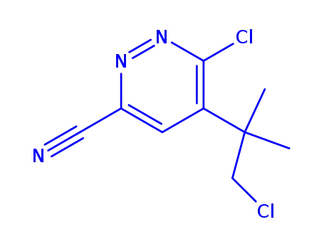 Molecular Structure of 124420-45-7 (6-chloro-5-(1-chloro-2-methylpropan-2-yl)pyridazine-3-carbonitrile)
