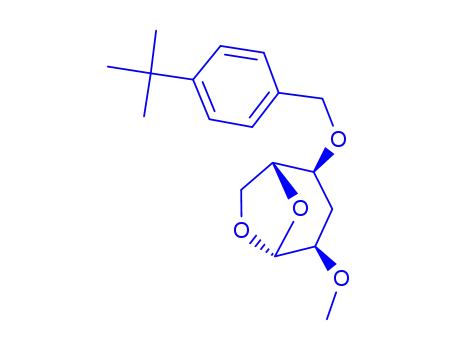 Molecular Structure of 112338-57-5 (.beta.-D-ribo-Hexopyranose, 1,6-anhydro-3-deoxy-4-O-4-(1,1-dimethylethyl)phenylmethyl-2-O-methyl-)