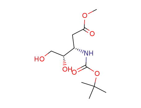 Molecular Structure of 1054666-03-3 ((3S,4S)-3-tert-Butoxycarbonylamino-4,5-dihydroxy-pentanoic acid methyl ester)