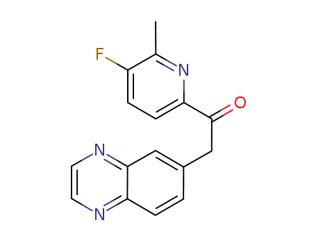 Molecular Structure of 1132610-44-6 (Ethanone, 1-(5-fluoro-6-Methyl-2-pyridinyl)-2-(6-quinoxalinyl)-)
