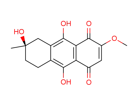 Molecular Structure of 112926-20-2 ((7S)-5,7,9,10-tetrahydroxy-2-methoxy-7-methyl-5,6,7,8-tetrahydroanthracene-1,4-dione)