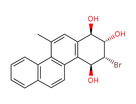 Molecular Structure of 101349-65-9 (9α-bromo-7β,8α,10β-trihydroxy-7,8,9,10-tetrahydro-5-methylchrysene)