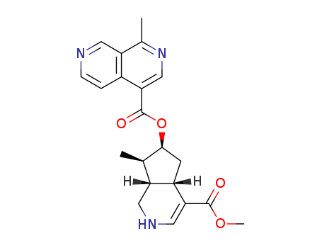 Molecular Structure of 112561-59-8 (2,7-Naphthyridine-4-carboxylicacid, 1-methyl-,(4aS,6S,7R,7aS)-2,4a,5,6,7,7a-hexahydro-4-(methoxycarbonyl)-7-methyl-1H-cyclopenta[c]pyridin-6-ylester)
