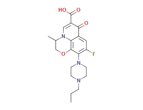 Molecular Structure of 124255-93-2 (9-fluoro-3-methyl-7-oxo-10-(4-propylpiperazin-1-yl)-2,3-dihydro-7H-[1,4]oxazino[2,3,4-ij]quinoline-6-carboxylic acid)