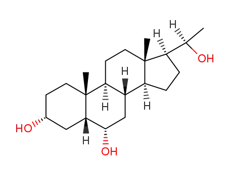 Molecular Structure of 4352-09-4 ((3R,5R,6S,8S,9S,10R,13S,14S,17S)-17-((R)-1-Hydroxy-ethyl)-10,13-dimethyl-hexadecahydro-cyclopenta[a]phenanthrene-3,6-diol)