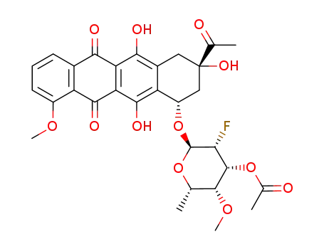 Acetic acid (2R,3R,4R,5R,6S)-2-((1S,3S)-3-acetyl-3,5,12-trihydroxy-10-methoxy-6,11-dioxo-1,2,3,4,6,11-hexahydro-naphthacen-1-yloxy)-3-fluoro-5-methoxy-6-methyl-tetrahydro-pyran-4-yl ester