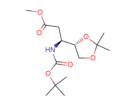 Molecular Structure of 784191-90-8 (methyl (3S)-3-[(tert-butoxycarbonyl)amino]-3-[(4S)-2,2-dimethyl-1,3-dioxolan-4-yl]propanoate)