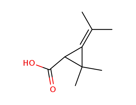 Molecular Structure of 1126-29-0 (2,2-dimethyl-3-(propan-2-ylidene)cyclopropanecarboxylic acid)