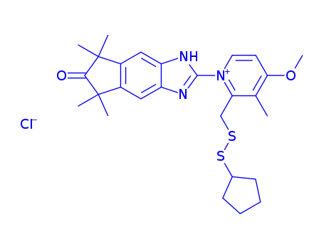 Pyridinium, 2-((cyclopentyldithio)methyl)-4-methoxy-3-methyl-1-(1,5,6,7-tetrahydro-5,5,7,7-tetramethyl-6-oxoindeno(5,6-d)imidazol-2-yl)-, chloride