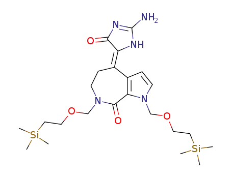 4-[2-Amino-5-oxo-3,5-dihydro-imidazol-(4Z)-ylidene]-1,7-bis-(2-trimethylsilanyl-ethoxymethyl)-4,5,6,7-tetrahydro-1H-pyrrolo[2,3-c]azepin-8-one